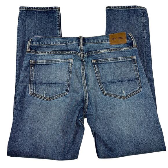Gap Limited Edition Cone Denim Indigo Destroy Skinny Straight Jeans Size 31x30 - Picture 10 of 16